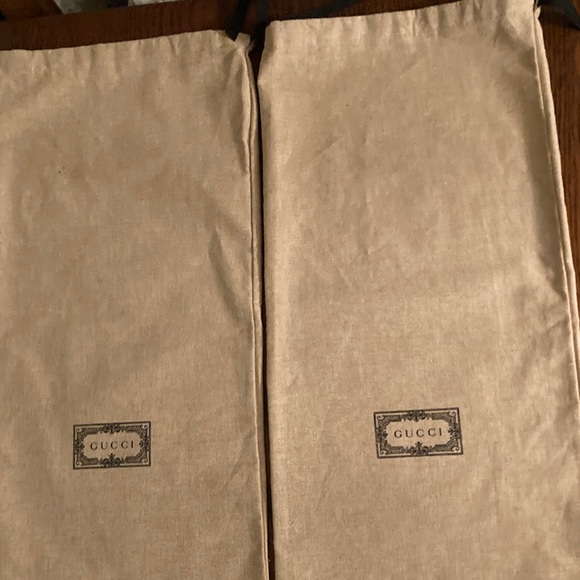 Gucci Other - Gucci EUC Cotton Blend Logo Drawstring Dustbag pair.  17” L x 8-1/2” W